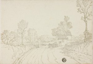 Route passant devant une maison dans un paysage - Unknown