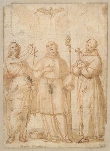 Saint Jean, Saint Charles Borromée et Saint François sous la colombe du Saint-Esprit