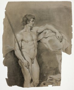 Nu masculin debout avec bâton - Unknown