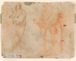 Études de figures tombantes (recto) ; Études de figures en vêtements drapés (verso) - Unknown