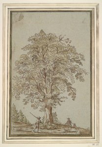 Arbres et trois chasseurs - Unknown