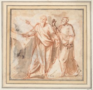 Deux figures masculines debout (Moïse et Aaron ?)