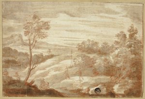 Paysage boisé avec figures - Unknown