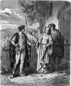 Costumes du 15ème siècle. Gravure du 19ème siècle - Unknown artist