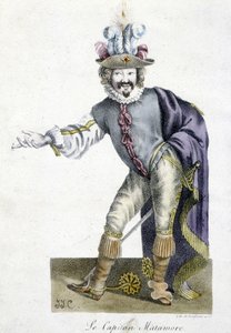 Personnage de théâtre du XVIe siècle : Capitan Matamore, Arts Déco - Unknown artist