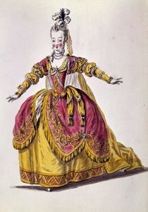 Costume de théâtre du 18ème siècle, gravure du 19ème siècle