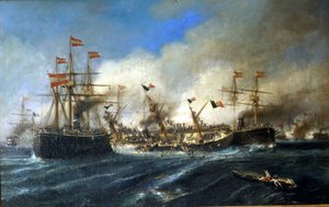 20/07/1866 : Bataille de Lissa au large de la Dalmatie : les Autrichiens détruisent la flotte italienne. - Unknown artist
