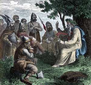Un barde récitant aux Northmen - Civilisation viking - Unknown artist
