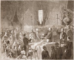 Un baptême maçonnique à la loge de la Fraternelle Amitié en 1861. - Unknown artist