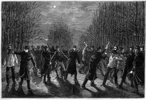 Un battu aux criminels dans le Bois de Boulogne à Paris en 1883