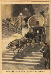 Un cheval de carrosse, abandonné par son cocher, s