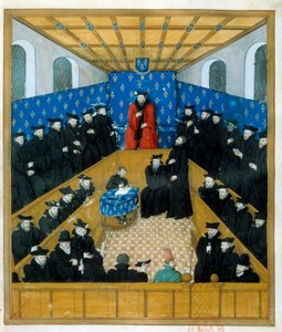 Une cour de justice au 15e siècle. Miniature. Paris, B N - Unknown artist