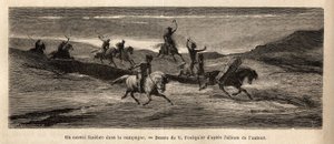 Un convoi funéraire dans la campagne islandaise, dirigé par un cheval portant le cercueil, suivi d