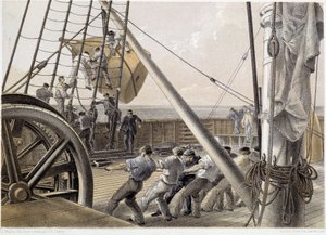 Une énorme bouée de repérage a été dessinée le 2 août 1858 - dans "Le télégraphe atlantique" par W. H. Russel, c. 1860 - Unknown artist