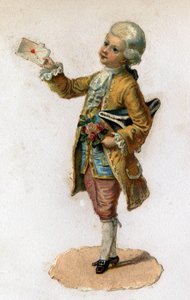 Un messager (18ème siècle) portant une lettre scellée. Chromolithographie vers 1890. - Unknown artist