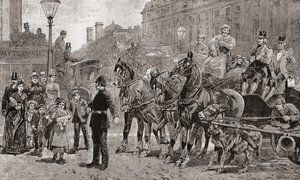 Un policier arrête la circulation à un passage piéton pour permettre aux piétons de traverser, Londres, Angleterre - Unknown artist