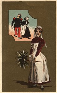Une servante avec une plume. Elle rêve du bras d