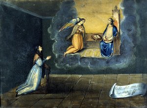 Une jeune femme prie. Ex-voto du sanctuaire de la Madonna delle Grazie de Monza. 1833. - Unknown artist