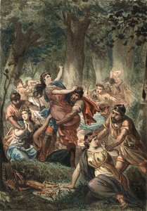 Enlèvement des Sabines par les Romains. Gravure de 1881 dans « El Culto de la Hermosura » par Juan Justo Huguet, Molinas Hermanos éditeurs - Unknown artist