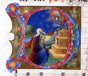 Abraham invité par le Seigneur à quitter sa terre. Miniature d