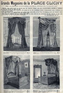 Publicité pour les meubles et décorations des grands magasins de la Place de Clichy à Paris. Gravure dans « Le soleil-du-dimanche » - Unknown artist