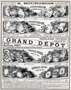 Publicité de 1889 pour « La Céramique Moderne par Le Grand Dépôt De Porcelaines, Faïences Et Verreries Bourgeois à Paris » - Unknown artist