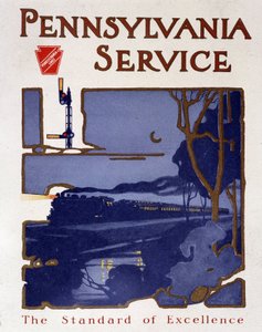 Affiche publicitaire pour les trains Pennsylvania Service, fin XIXe siècle
