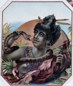 Femme noire africaine et serpent - Unknown artist