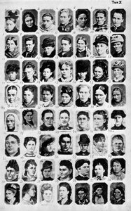 Album de photographies rassemblées par Cesare Lombroso (1835-1909), criminologue italien : les photographies correspondent à différents types de criminels. « L