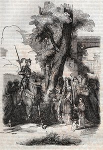 Alcina et sa cour viennent saluer Ruggiero - gravure de 1851 tirée du poème « Orlando furioso » (1516) de Ludovico Ariosto - Édition traduite de l
