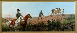 Allégorie représentant Napoléon labourant sous la supervision de son serviteur noir à Sainte-Hélène, huile sur toile par Olivier Pichat (1825 - 1912) - Unknown artist