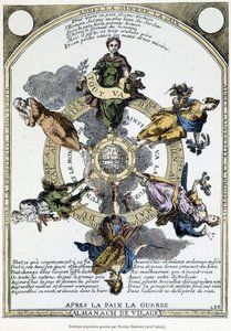 Almanach de village «Après la guerre, la paix, après la paix, la guerre» : placard tenu à la campagne et conçu dans un sens de douce philosophie pour éveiller dans les masses l
