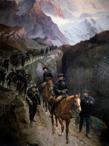 Chasseurs alpins dans les montagnes en 1890 - Unknown artist