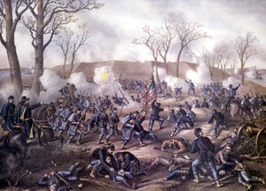 Guerre de Sécession américaine (1861 - 1865) : Première bataille de Fort Donelson (Tennessee) 16 février - Unknown artist