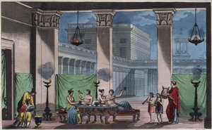 Grèce antique - Le Triclinium - gravure de 