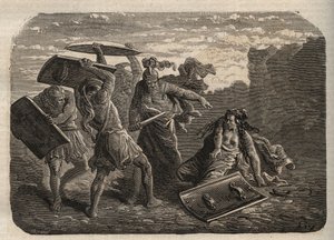 Rome antique - Châtiment de Tarpeia - Le Châtiment de Tarpeia - gravure - Unknown artist