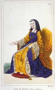 Anne de Beaujeu ou Anne de France, princesse française (1460-1522). Fille aînée du dauphin Louis, futur Louis XI, elle a régné avec l