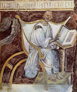 Anonyme (vers le 6e siècle). Le plus ancien portrait de Saint Augustin (354 - 430). Rome. Palazzo Lateranense, Scala Santa (Saint Escalier). Fac-similé