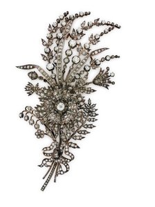 Broche corsage florale antique en diamants, vers 1885 - Unknown artist