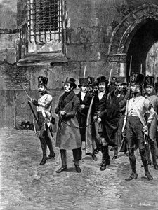 Arrestation des carbonari (membres de la Charbonnerie ou Carboneria) de la Vénétie Lombardie. Illustration de Matania. Gravure du 19ème siècle - Unknown artist