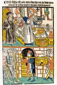 Arrivée de nourriture pour que les membres du Concile de Constance (1417) puissent manger pendant lequel le pape Martin V a été élu. « Das Concilium »