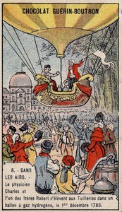 Ascension en ballon à gaz hydrogène des aéronautes français Charles et Robert le Jeune, réalisée à Paris, dans le Jardin des Tuileries. 1er décembre. - Unknown artist