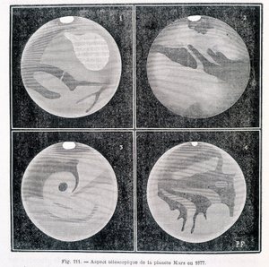 Aspects télescopiques de la planète Mars en 1877 - dans "Astronomie Populaire" par Camille Flammarion, éd. Marpon & Flammarion - Unknown artist