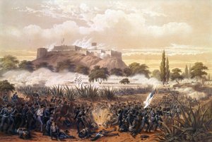 Assaut de Chapultepec en septembre 1847 pendant la guerre entre les États-Unis et le Mexique. Gravure de 1850. - Unknown artist