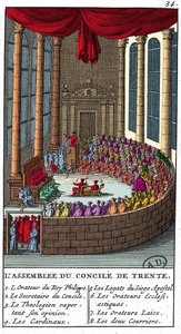 Assemblée du Concile de Trente (1545-1563), gravure de 1706. - Unknown artist