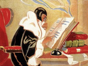 Astrologue : Nostradamus étudiant un livre