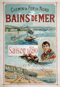 Bains de mer : Boulogne-sur-Mer, Le Tréport - Affiche publicitaire du Chemin de fer du Nord