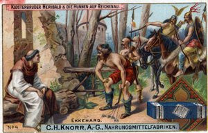 Invasions barbares - Ekkehard IV de Saint-Gall ou Eckhard, Eckhart (980-1057) érudit et poète latin. Le frère Heribald et les Huns à Reichenau. Sur l