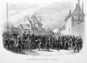 Barricade Saint Julien à Rouen, avril 1848 - dans "Fastes des Gardes nationales de France" - Unknown artist