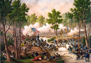 Bataille de Spottsylvania entre le 8 et le 18/05/1864. Gravure v. 1888. - Unknown artist